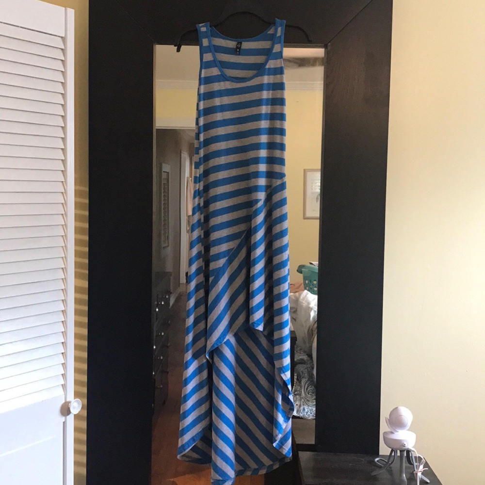 Blue and Gray Maxi Dress